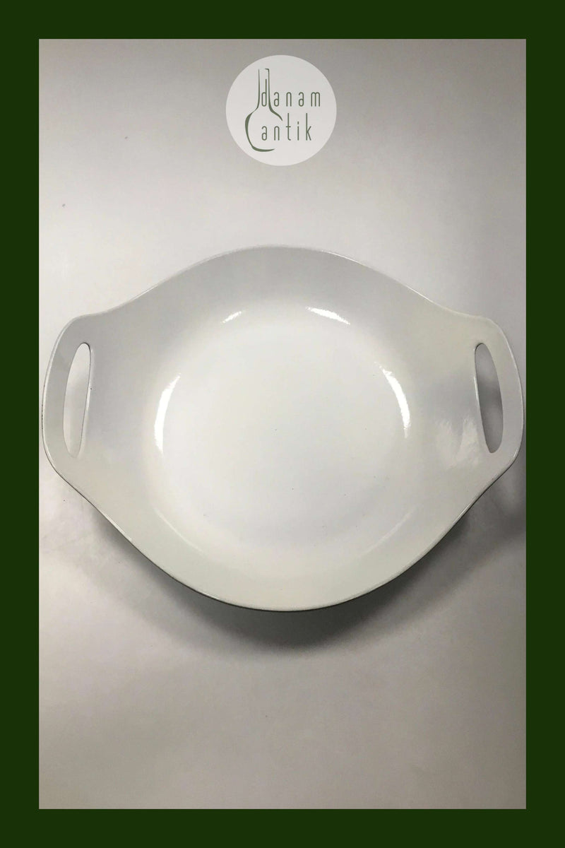 Stor Oliven Grøn emalje Jern fad / skål