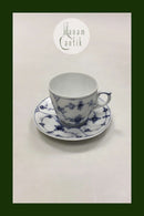 Royal Copenhagen Musselmalet Riflet Mokkakop og underkop No 298