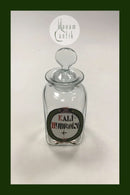 Holmegaard Apotekerflasken, krukke med tekst KALI HYDROIOD fra 1978