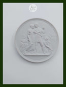 Bing and Grondahl bisquit plate "Youth and spring" 20th century. (no. 117)