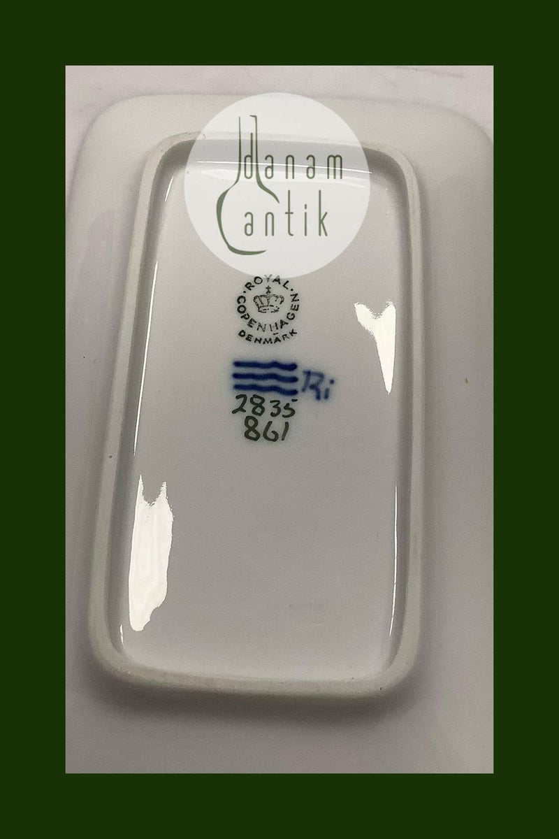 Royal Copenhagen Mørkeblå Firkant Skål med Blomster No. 2835 / 861