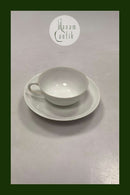 Bing und Grondahl Jugendstil weiße Kaffeetasse und Untertasse