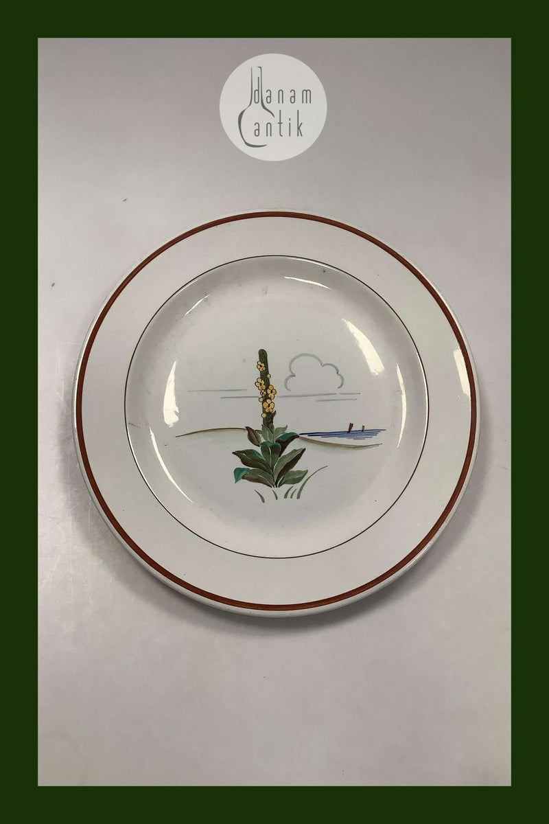 Aluminia Stort Rundt Fad med strand og blomster motiv