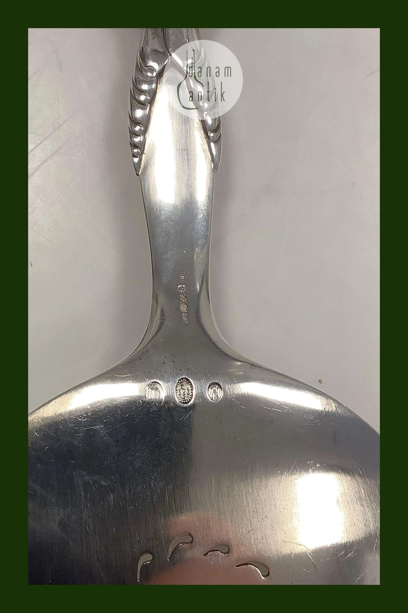 Georg Jensen Sølv Ornamental Fiske Serveringsgaffel og spade  No 55
