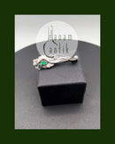 Georg Jensen Sterling Sølv Broche med Grønne Sten No. 185