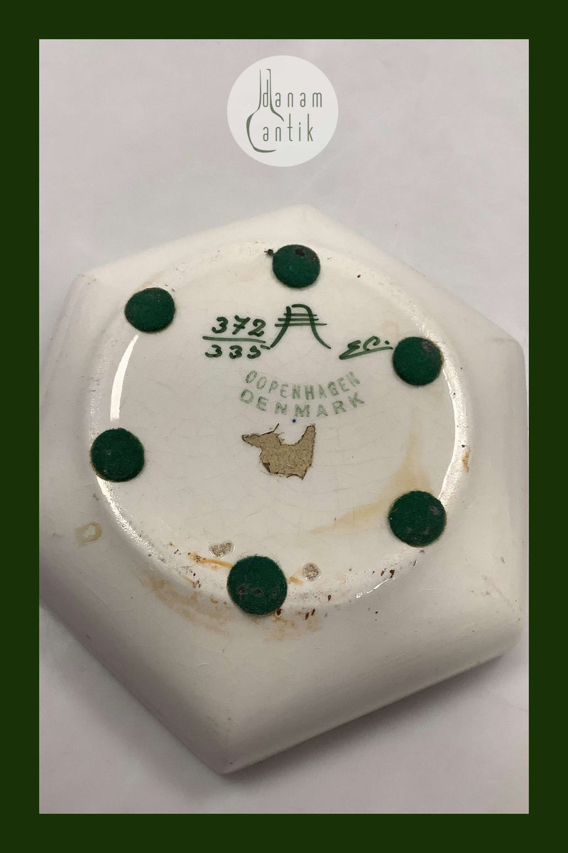 Aluminia 6-Kantet Skål med blomster dekoration No. 732/317