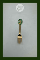 A. Michelsen Julekagegaffel 1980 Forgyldt Sterling Sølv med emalje