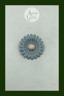 Georg Jensen Sterling Sølv Marguerit Broche, Lyseblå