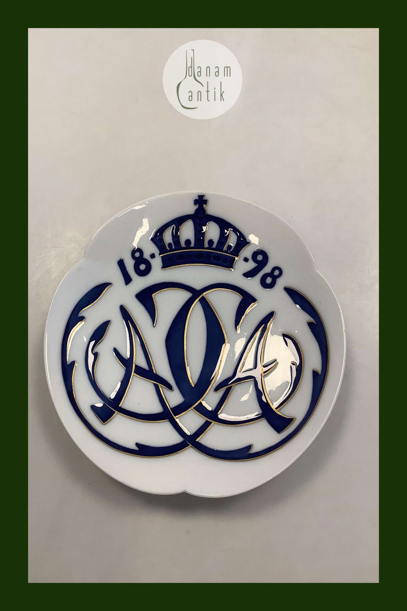 Royal Copenhagen Mindeplatte fra 1898 RC-CM18 med guld