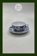 Royal Copenhagen Blue Fluted Half Lace Coffee and Saucer No. 527