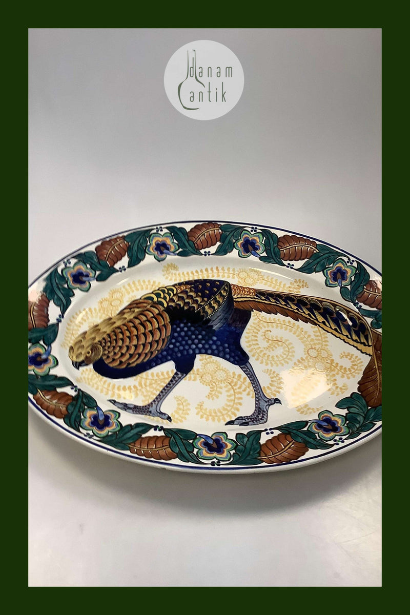 Aluminia Ovalt Fajance Fad med Fasan Motiv No 975/632