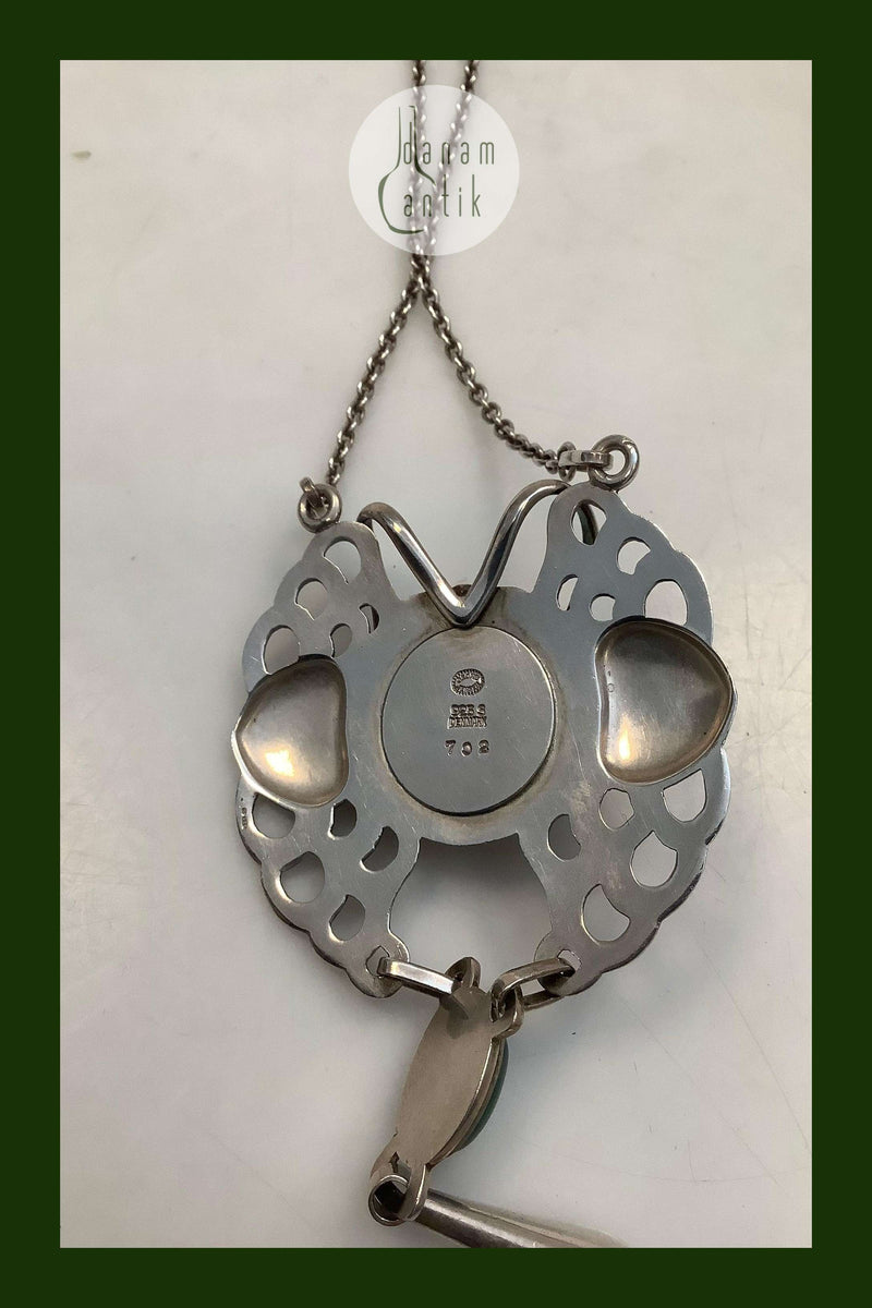 Georg Jensen Sterling Sølv Vedhæng med Grønne Sten No 702
