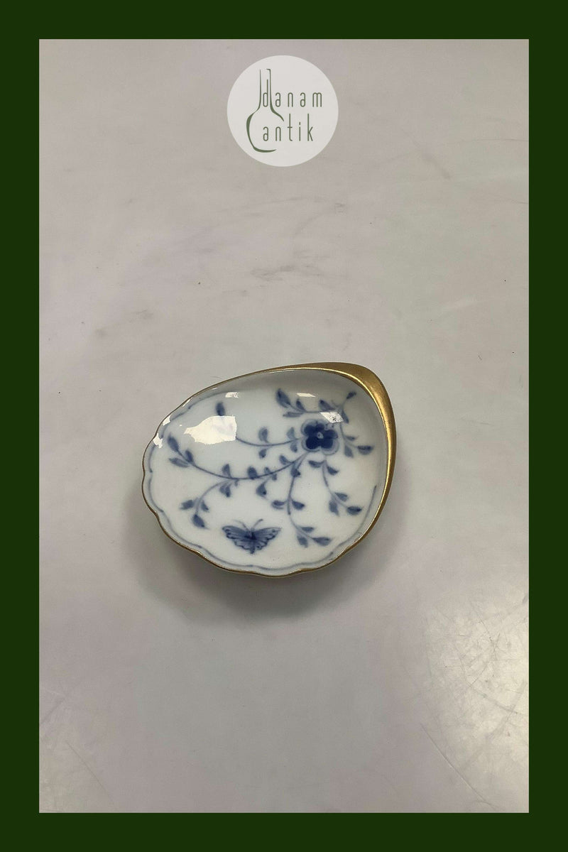 Bing og Grøndahl Sommerfugl med guld Smør Asiet / Kaviar Skål No. 200