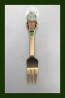 A. Michelsen Julekagegaffel 1982 I forgyldt Sterling Sølv med emalje