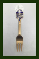 A.ミケルセン クリスマスケーキフォーク 1986年 エナメル入りゴールドプレート スターリングシルバー