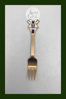 A. Michelsen Julekagegaffel 1991 I forgyldt Sterling Sølv med emalje