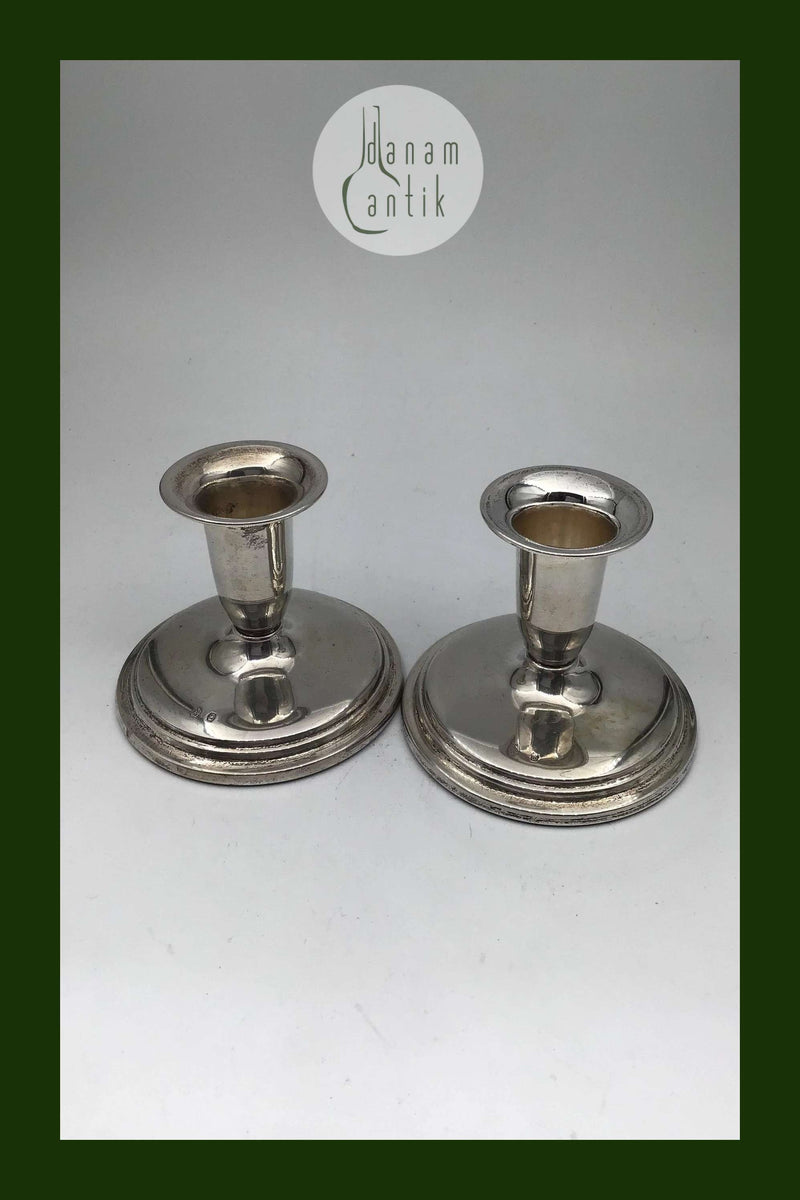DGS Krone Sølv Lysestager (Par)