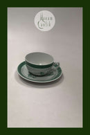 Royal Copenhagen Green Tranquebar Teacup with Saucer No 957