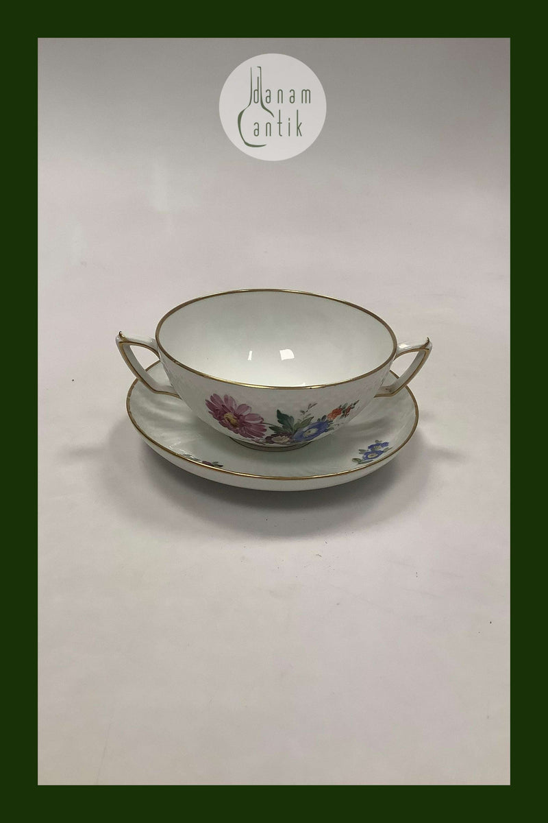 Royal Copenhagen Light Saxon Flower Bouillon Cup with handles No 1872