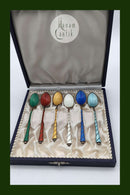 Egon Lauridsen (ELa) Sterling Silber/Edelstein Mokassin Löffel Vergoldet(6)