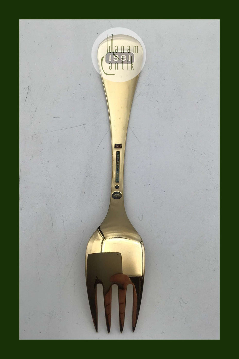 Georg Jensen Årsgaffel 1991 Forgyldt Sterling Sølv med emalje.