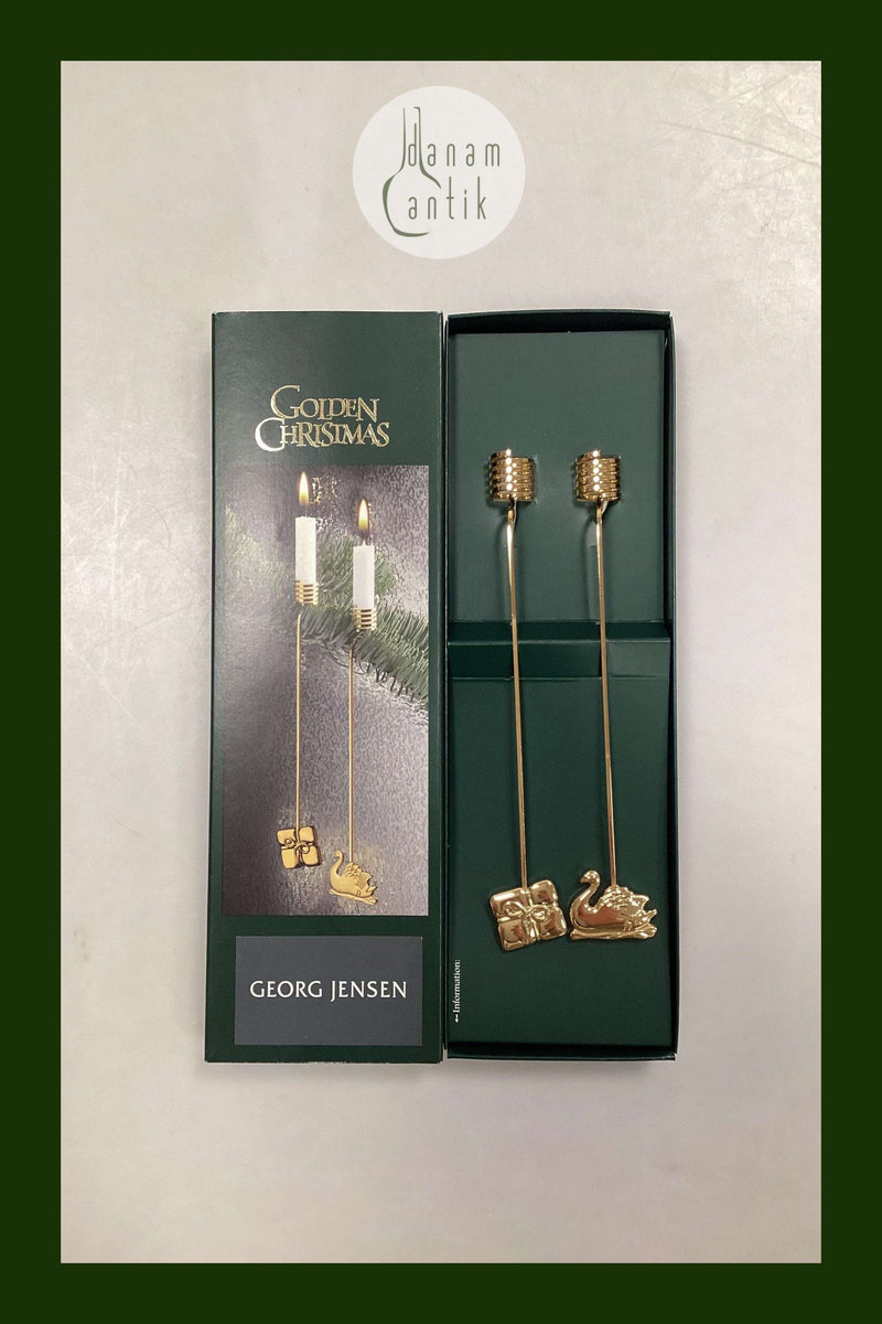 Georg Jensen Golden Christmas Lyseholder - Svane  og Gave 2000