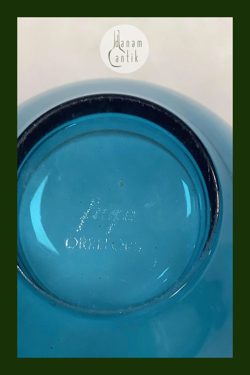 Orrefors Fuga Rund Glas Skål i blå Sverige