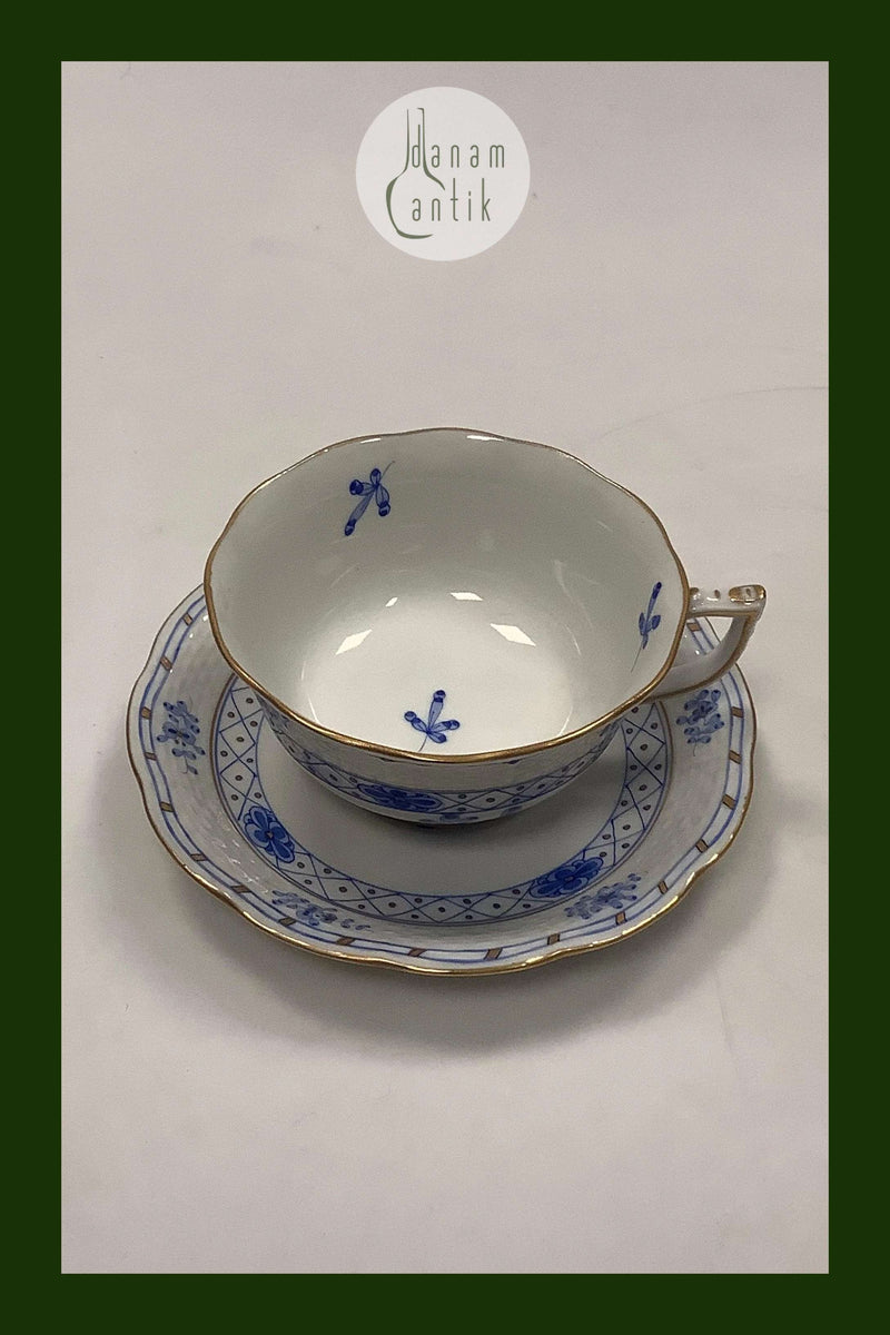 Herend Ungarn Thekop med underkop i Blå overglasur