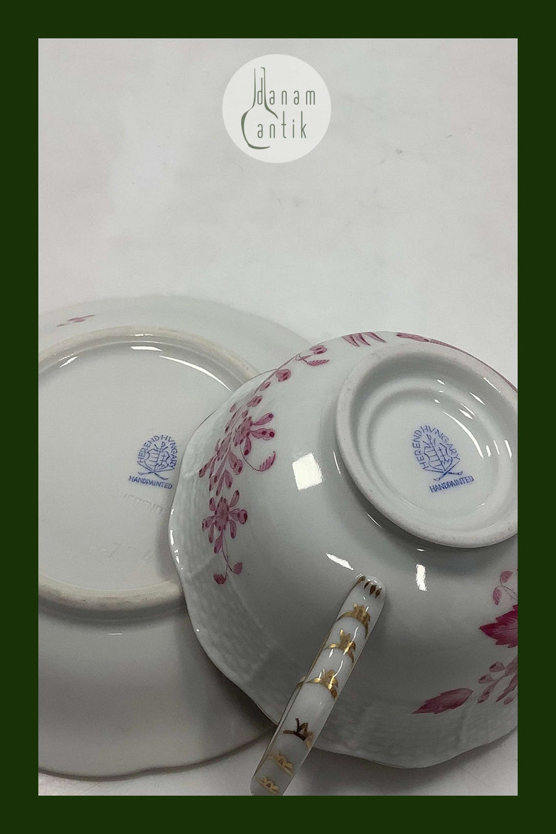 Herend Ungarn Thekop med underkop i rød overglasur