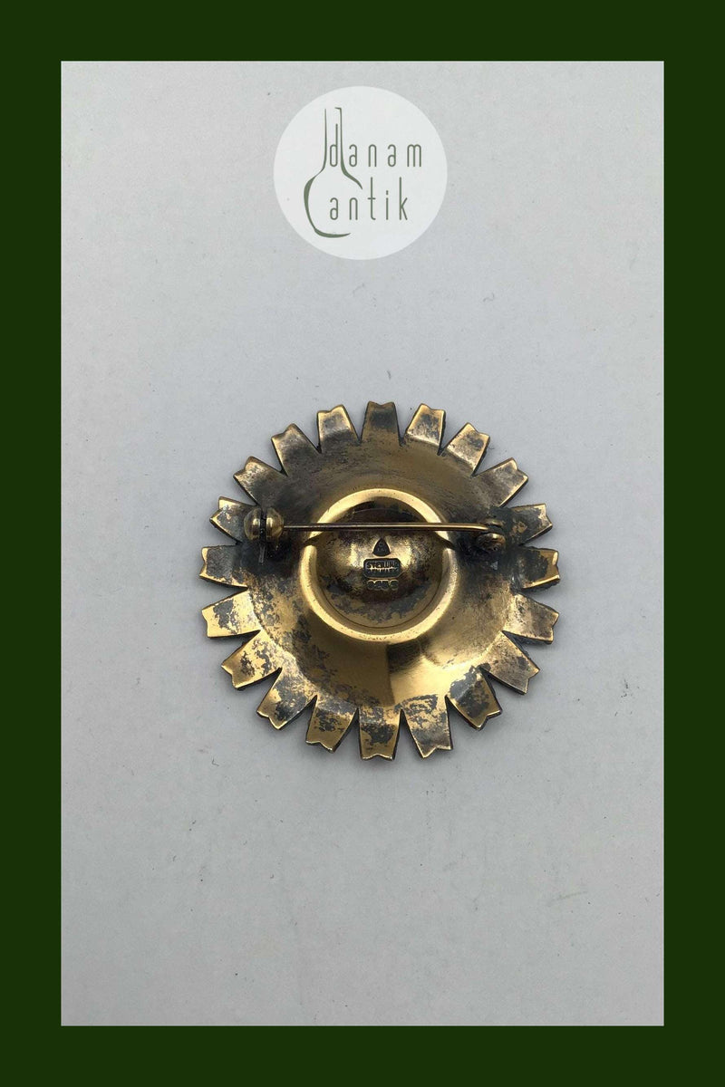 A. Michelsen Forgyldt Sterling Sølv Marguerit Broche (Guilloche)