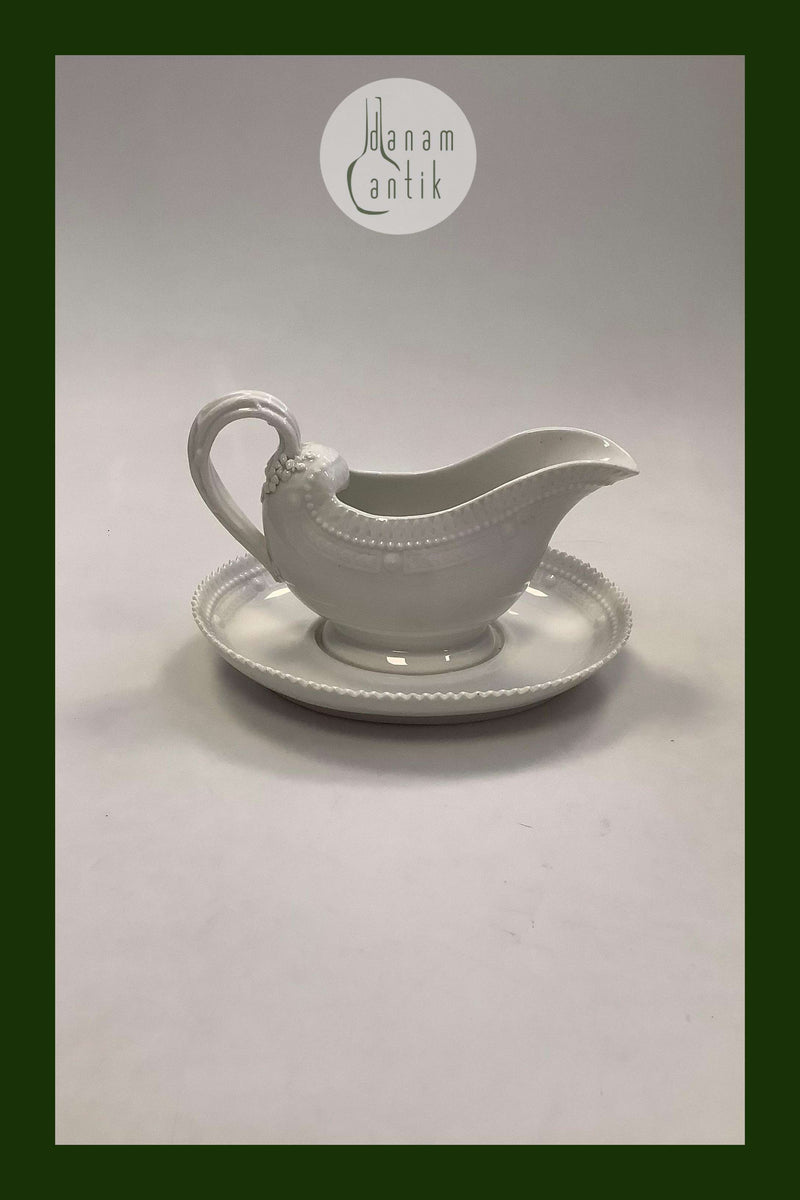 Royal Copenhagen White Flora Danica Pearl Pattern  Gravy Bowl No 3556 Measures 23 cm x 15 cm (9 1/16" x 5 29/32") Marked as second sorting