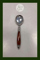 Dansk Ornamental Servingsske med skaft af Immitations Rav