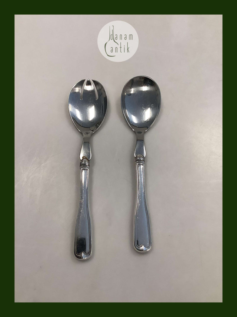 Gammel Riflet Fredericia Sølv / Stål Salat Sæt