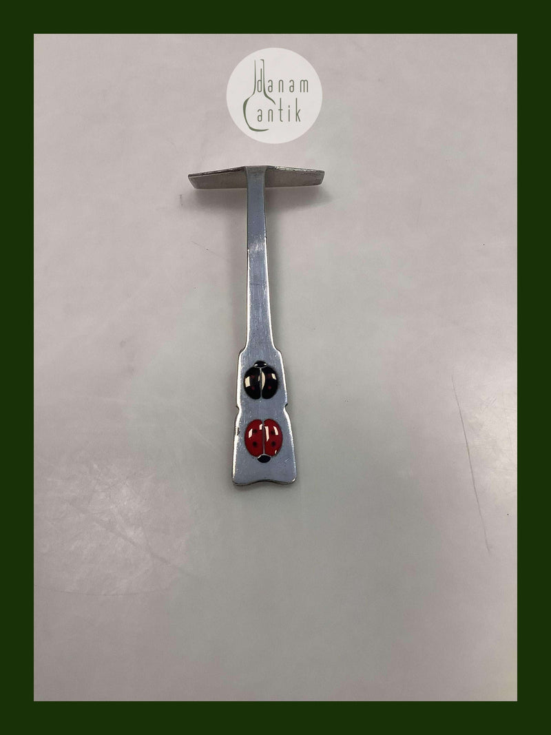 Anton Michelsen Babyskraber i Sterling Sølv med Mariehøns i emalje