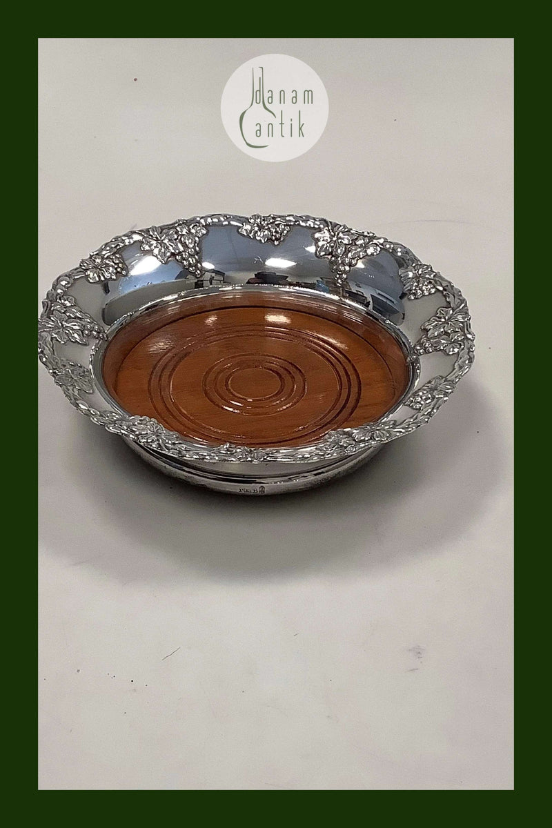 Sølvplet / Træ Flaske Bakke