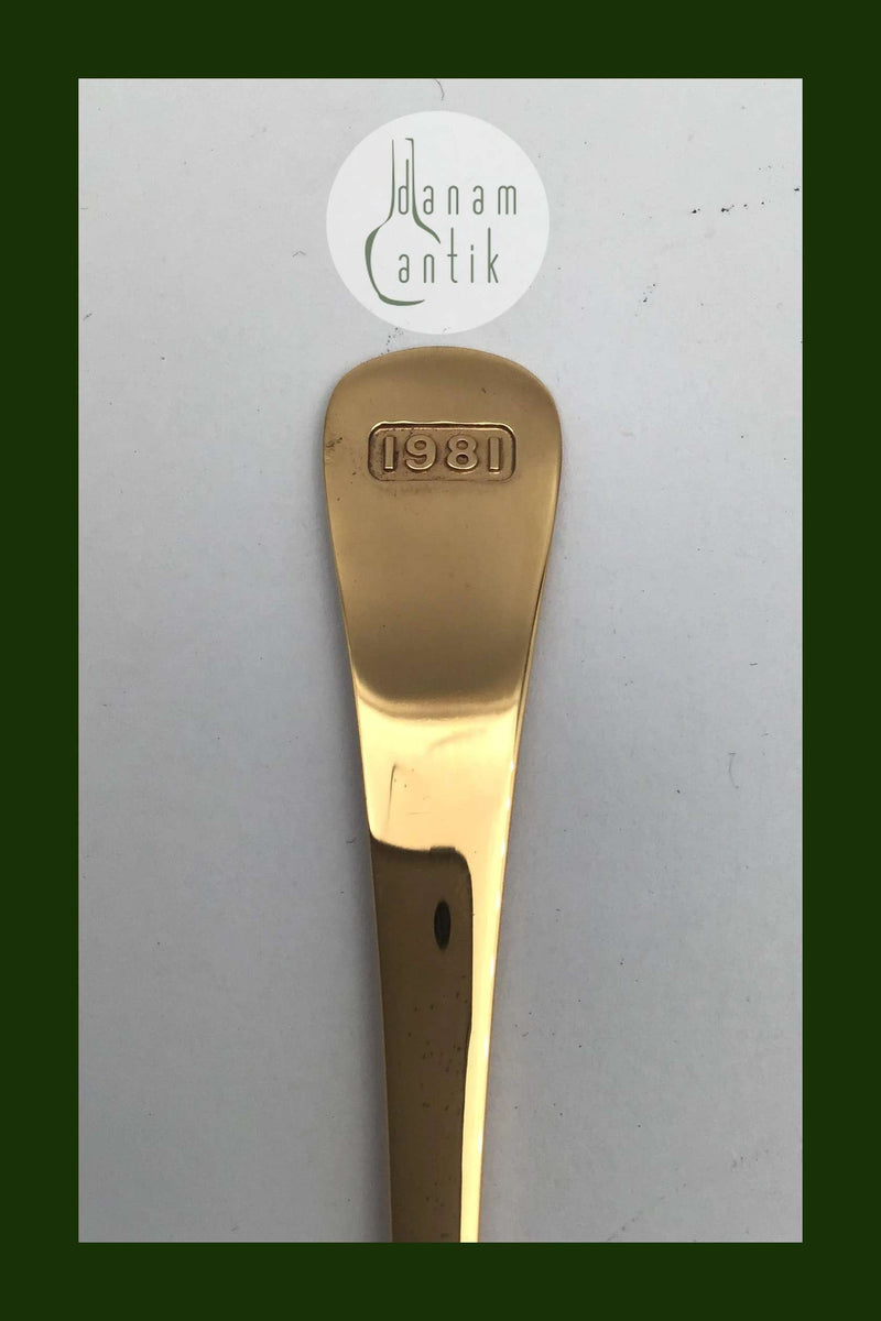 Georg Jensen Annual Fork 1981 Gold-plated Sterling Silver with enamel.