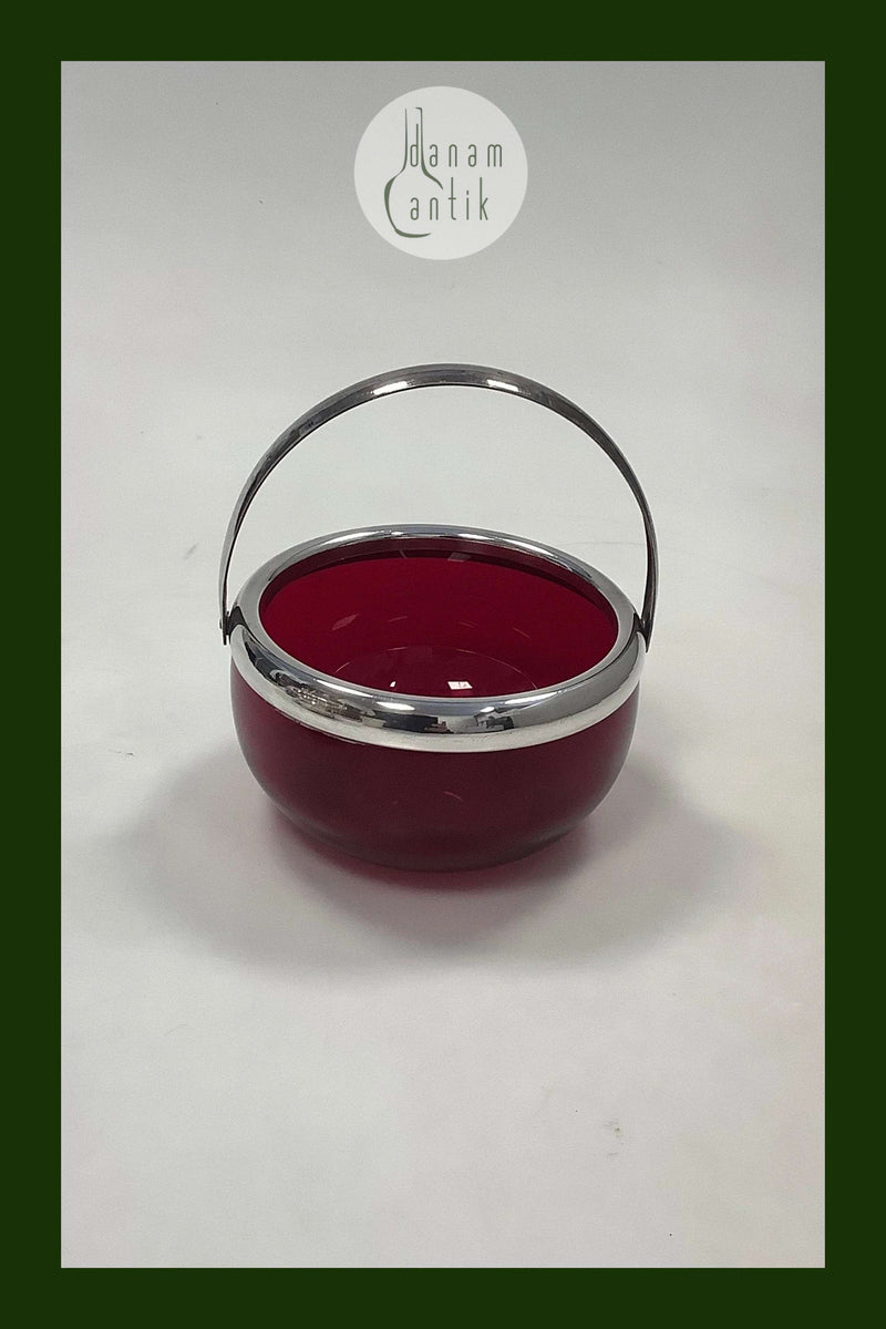 Dansk Glas Sukkerskål med sølvplet montering