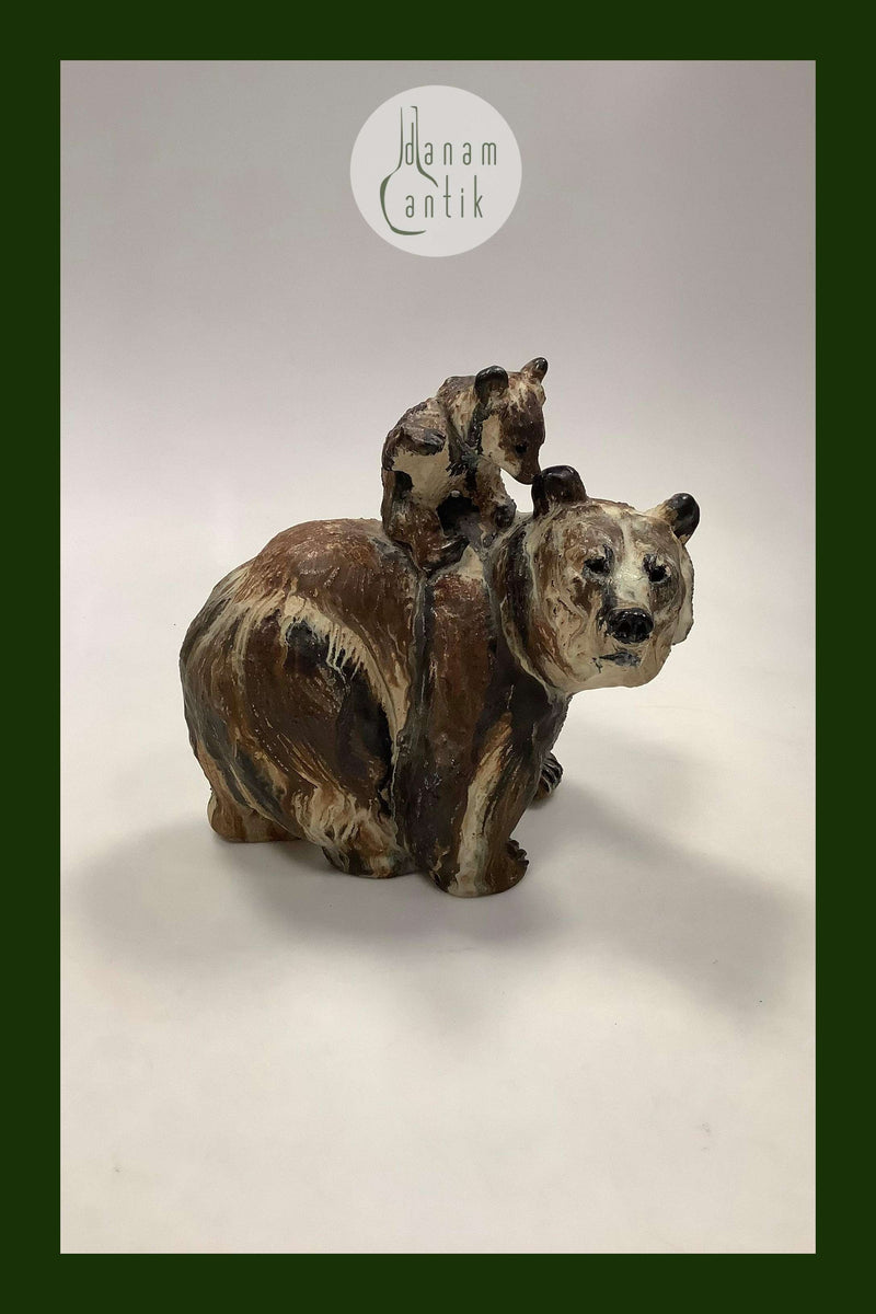 Arne Ingdam Keramik Figur af Bjørn og Unge Unika