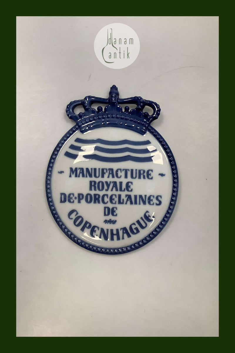 Royal Copenhagen Fransk Forhandler Skilt med Krone, tidlig