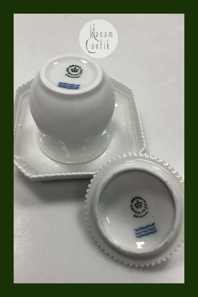 Royal Copenhagen White Flora Danica / Pearl Pattern Cream Cup No 20/3514