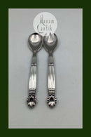 Georg Jensen Sterling Sølv og Rustfrit Stål Lille Salatsæt Konge
