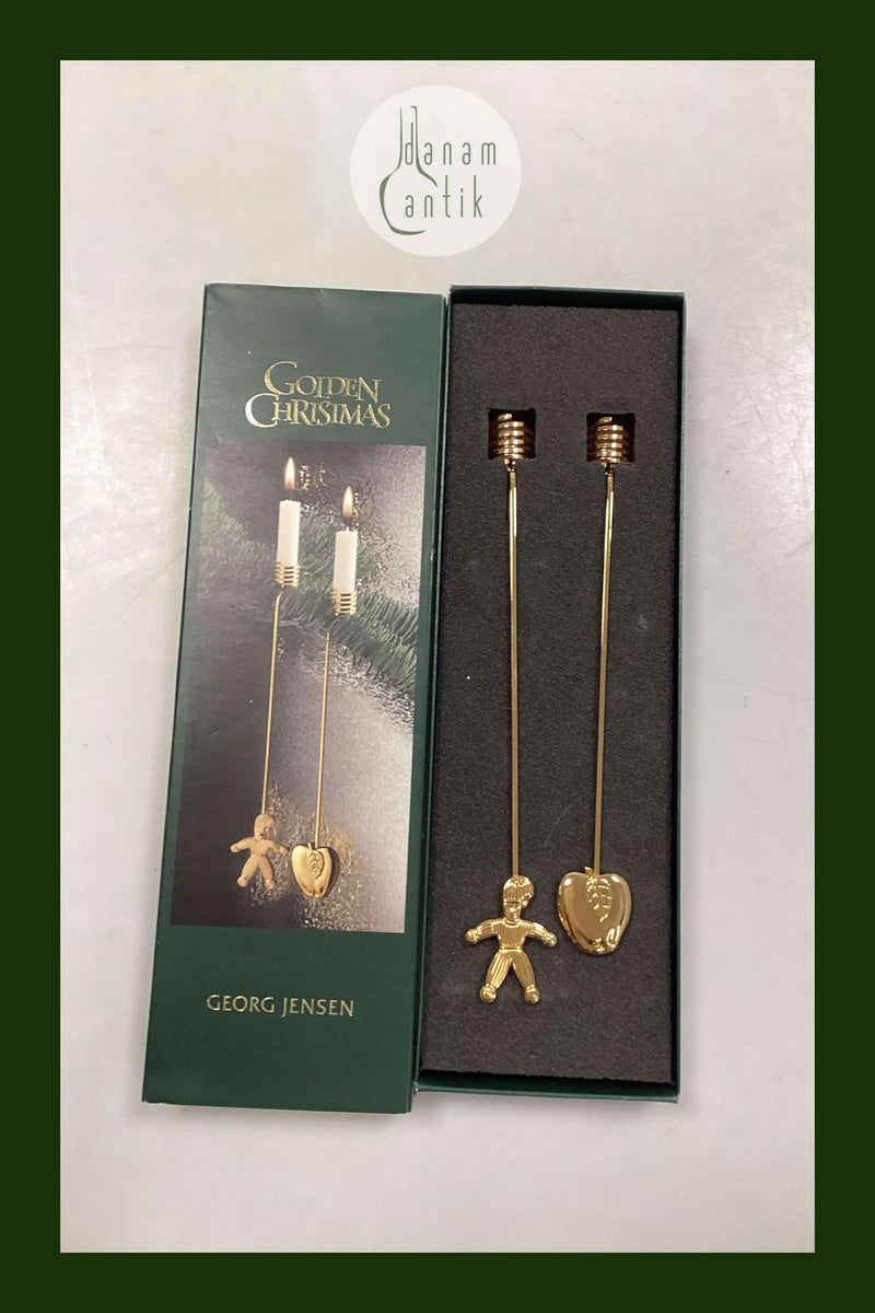Georg Jensen Golden Christmas Lyseholder - Garnnisse og Æble 2001