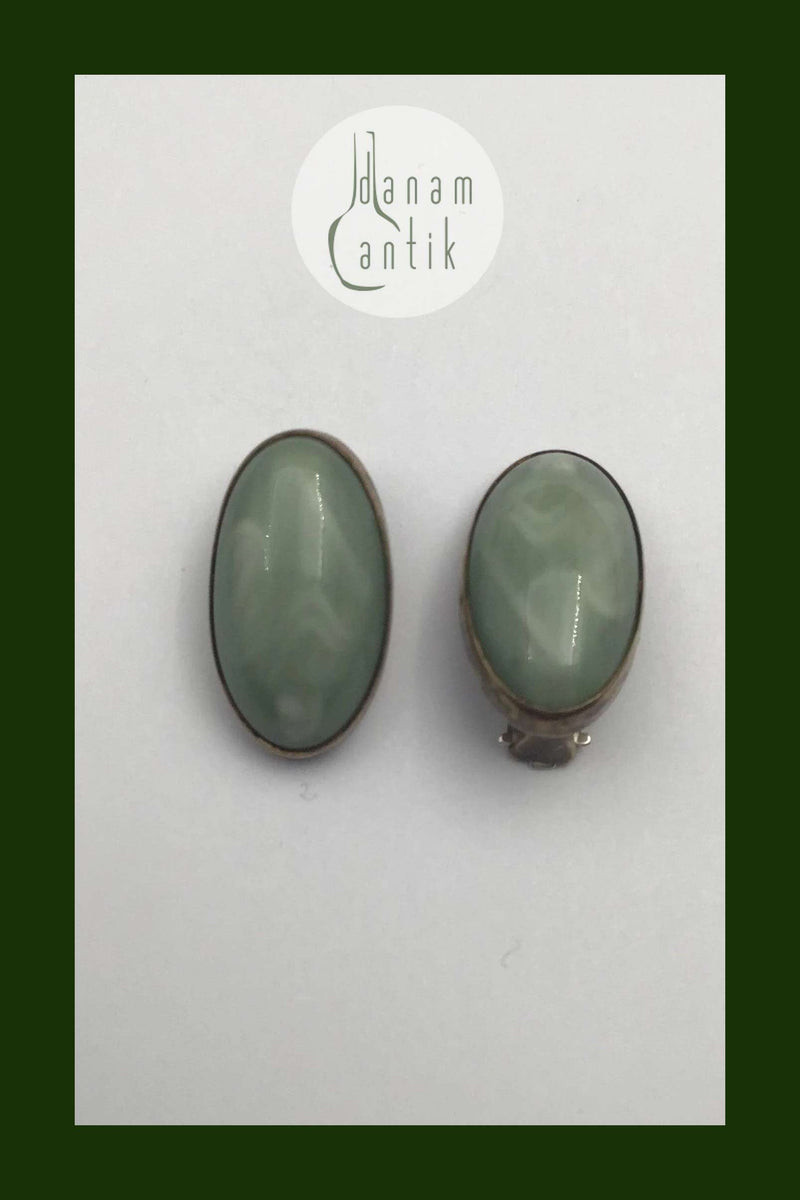 Royal Copenhagen / Dragsted  Porcelæin / Sterling Sølv Jais Nielsen Øreringe (Clips)