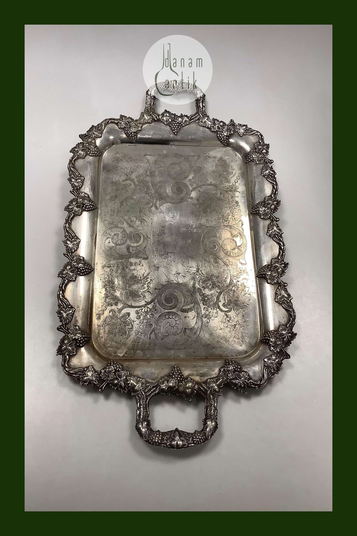 Large English Silver Plated Tray with Handle No 7210