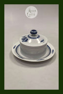 Bing og Grøndahl Jubilæumsstel / Blå Nellike Smørskål med låg