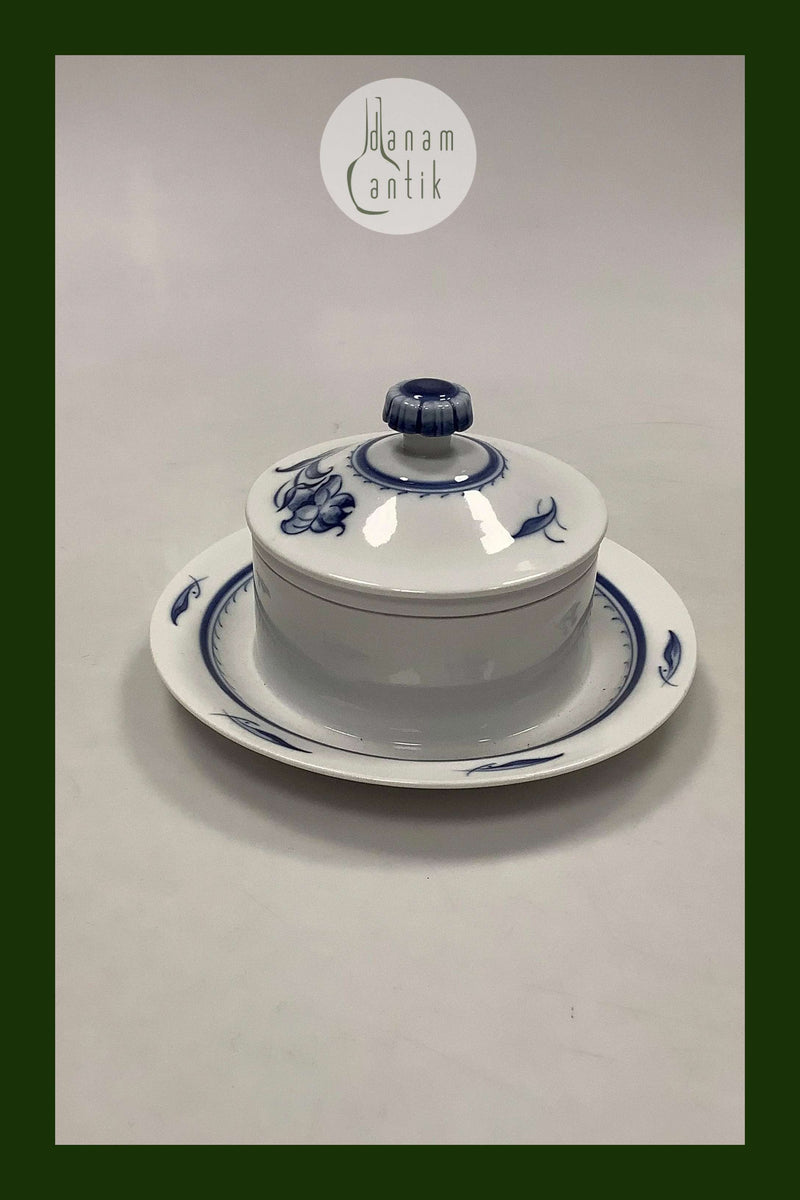 Bing og Grøndahl Jubilæumsstel / Blå Nellike Smørskål med låg