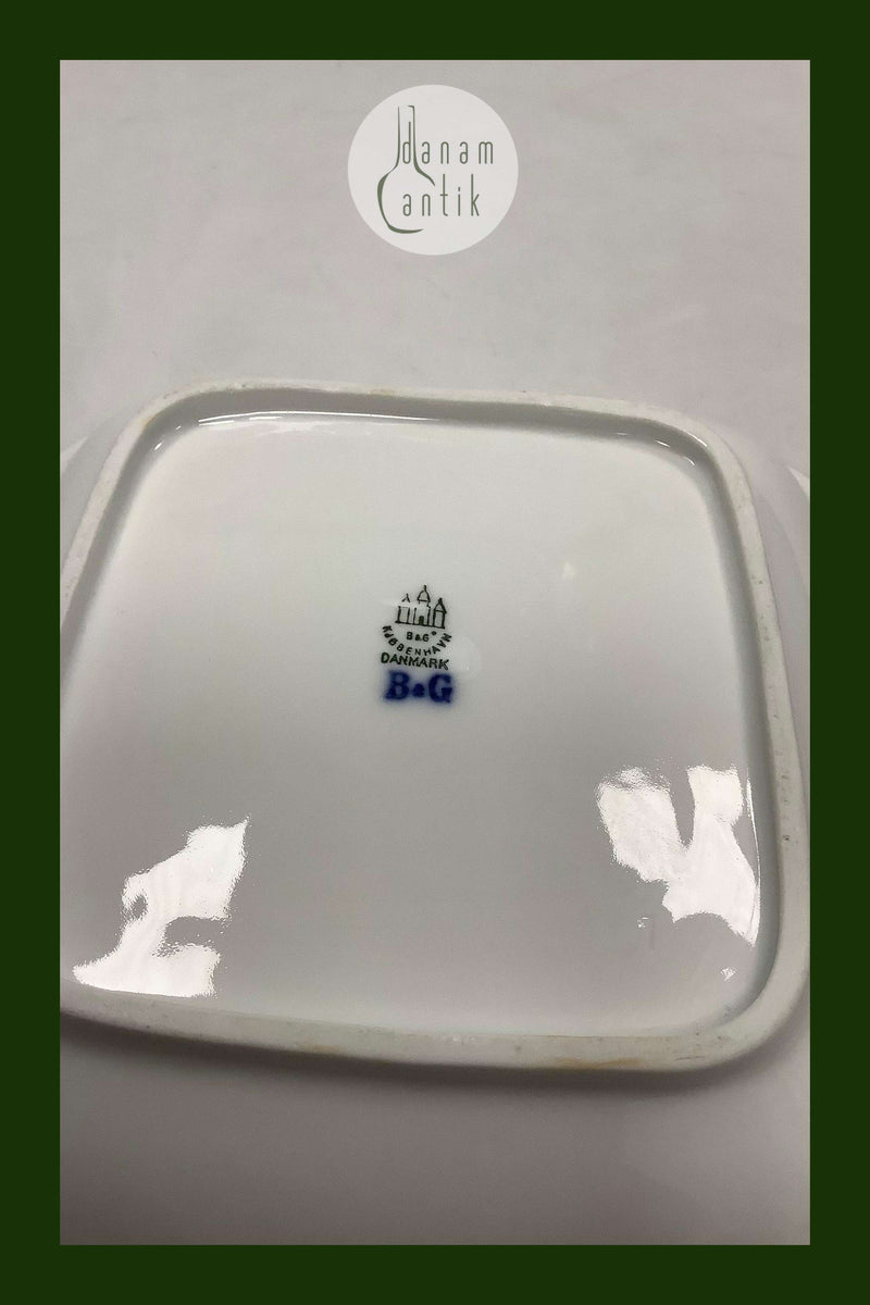 Bing og Grøndahl Jubilæumsstel / Blå Nellike firkantet skål