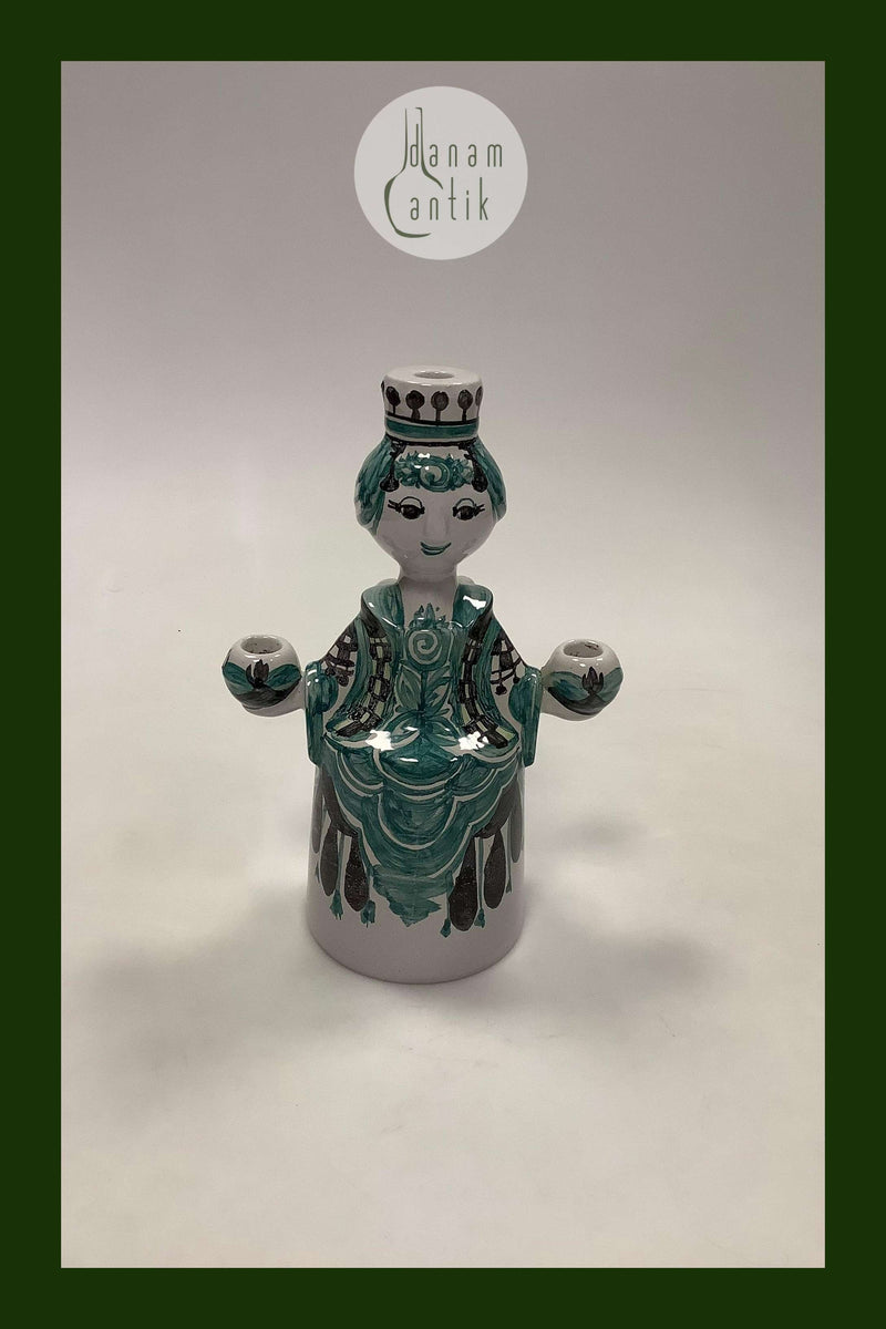 Bjørn Wiinblad Studio Candle Holder in Green No L89 from 1982