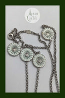 Georg Jensen Sterling Sølv Forgyldt Daisy Halskæde Hvid Emalje