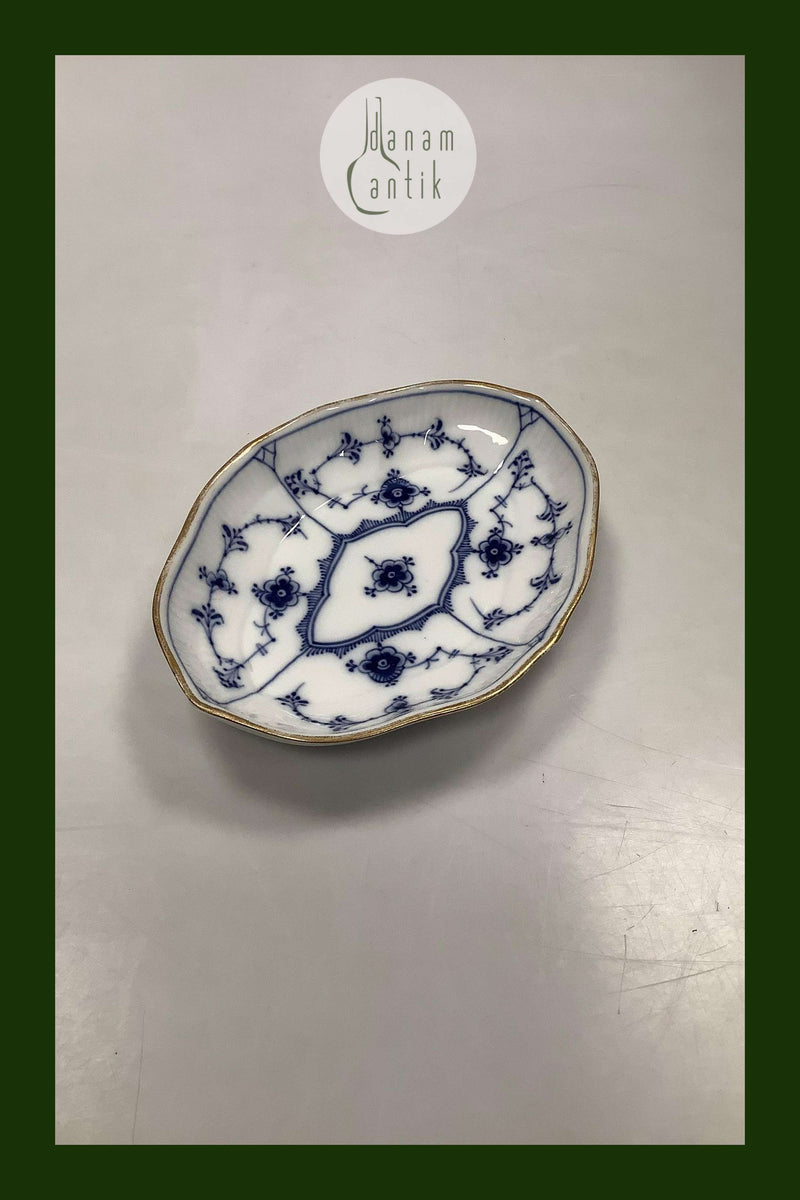 Royal Copenhagen Musselmalet Riflet Lille Assiet med guld No 146